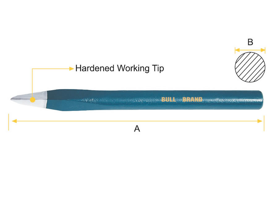 Cold Chisel - Pointed Tip, Round Shank